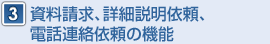 資料請求、詳細説明依頼、電話連絡依頼の機能